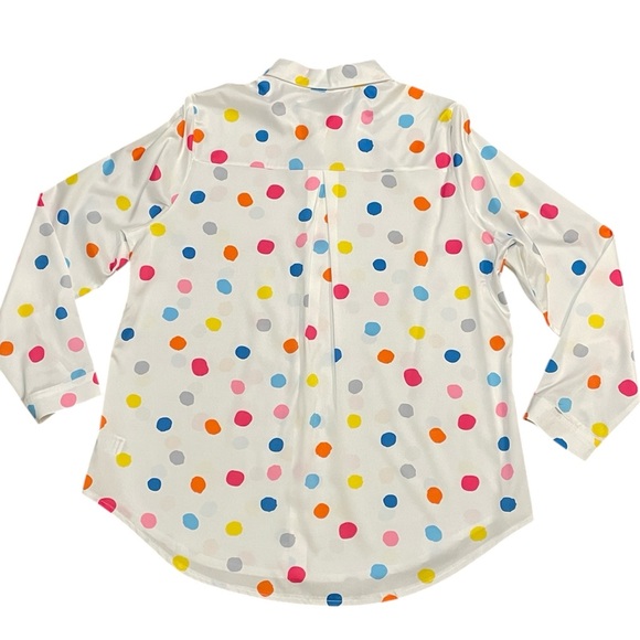 MISSLOOK White with Colorful Polka Dots Button Down  Long-Sleeve Blouse XXL NWOT - Picture 9 of 12